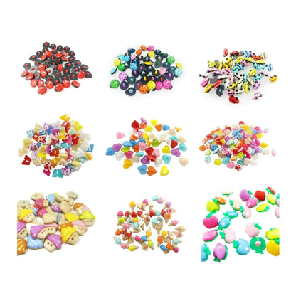 10-200pcs Shank Loop Buttons Butterfly Cupcake Car Heart Paw Icecream Ladybug Apple Childrens Clothing Crafts