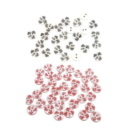100pcs 12.5mm Black Red Flower Resin Apparel Sewing Buttons For Kids Clothes Scrapbooking Decorative