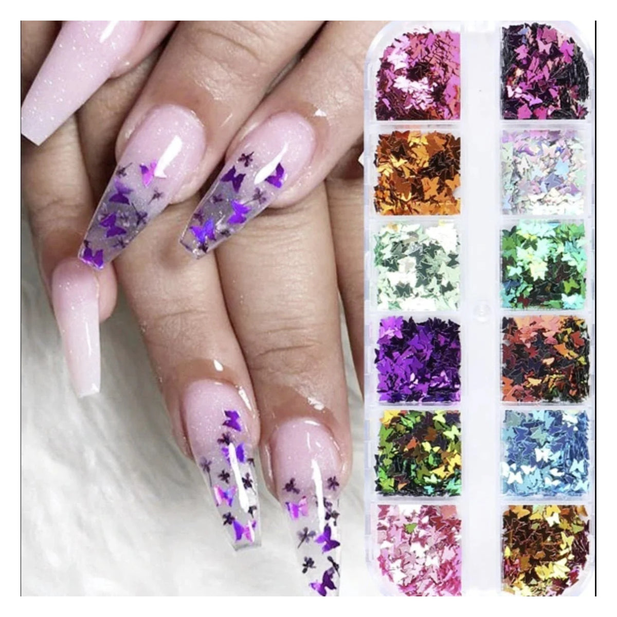 Holographic Nail Paillette Fruit Heart Butterfly Mirror Slices Nail Art Sequins Flakes