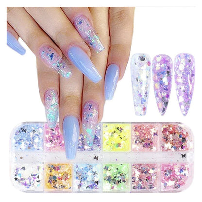 Holographic Nail Paillette Fruit Heart Butterfly Mirror Slices Nail Art Sequins Flakes