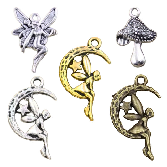 1030pcs Charms Fairy Angel Moon Star 25x14mm Pendant Tibetan Bronze Silver DIY For Necklace | Image | Asia Sell