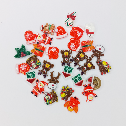 Collection of Christmas-themed decorative items on a white background