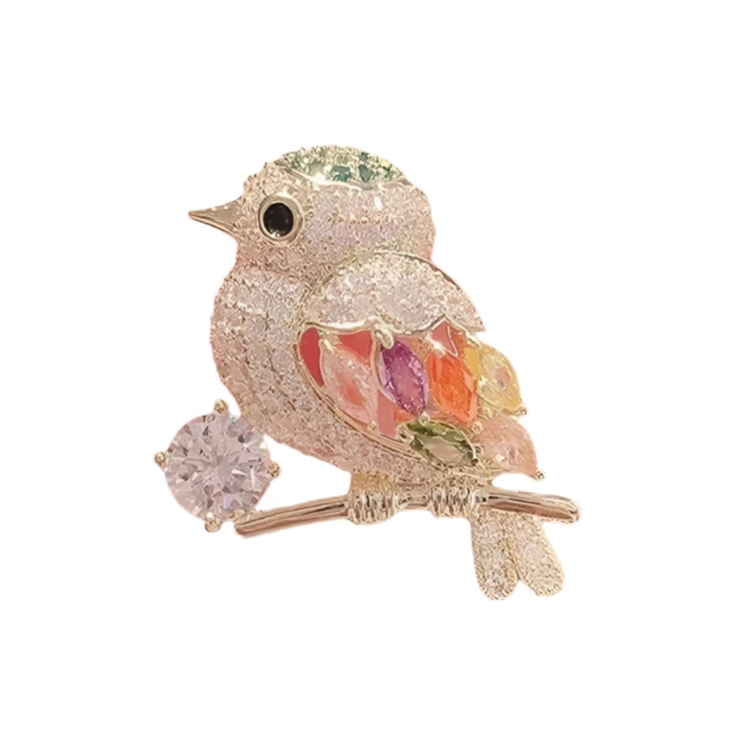 Crystal Rhinestone Bird Pin Backed Brooch Womens Fashion for Clothing