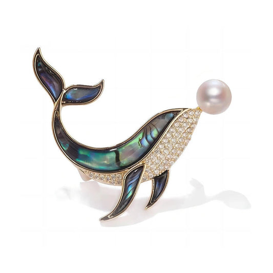Dolphin Brooch Rhinestone Whale Green Pin Pearl Gems Pin Backed | Main Image | Asia Sell