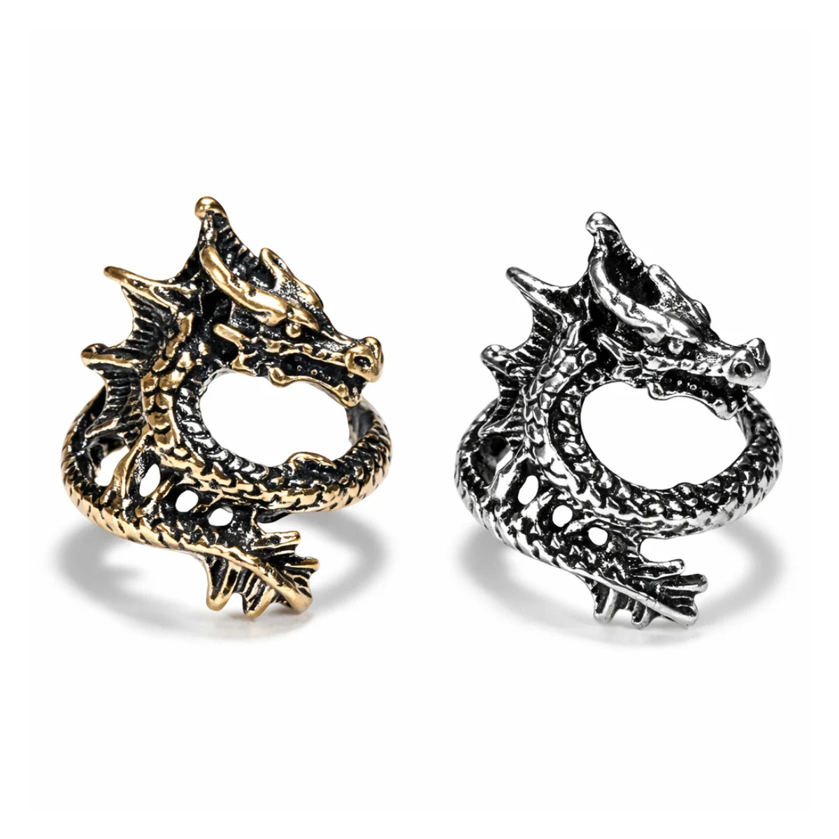 DragonGoatTigerWolfHeadRingDevilRingsBlackSilverGoldColourDragons | Asia Sell