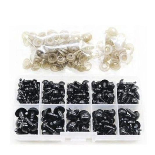 100pcs 6-12mm Black Doll Eyes Plastic Safety Eye DIY Teddy Bear Animal Puppet