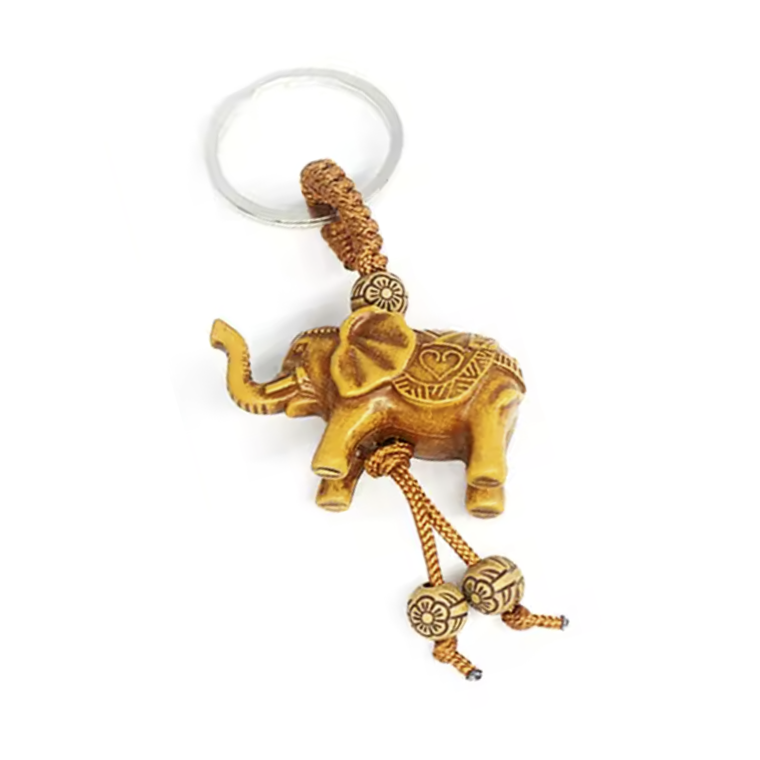 Elephant Keychain Wood Carving Unique Wooden Key Chain Ring Thai Style Keyring Pendant Tag Charm - Asia Sell