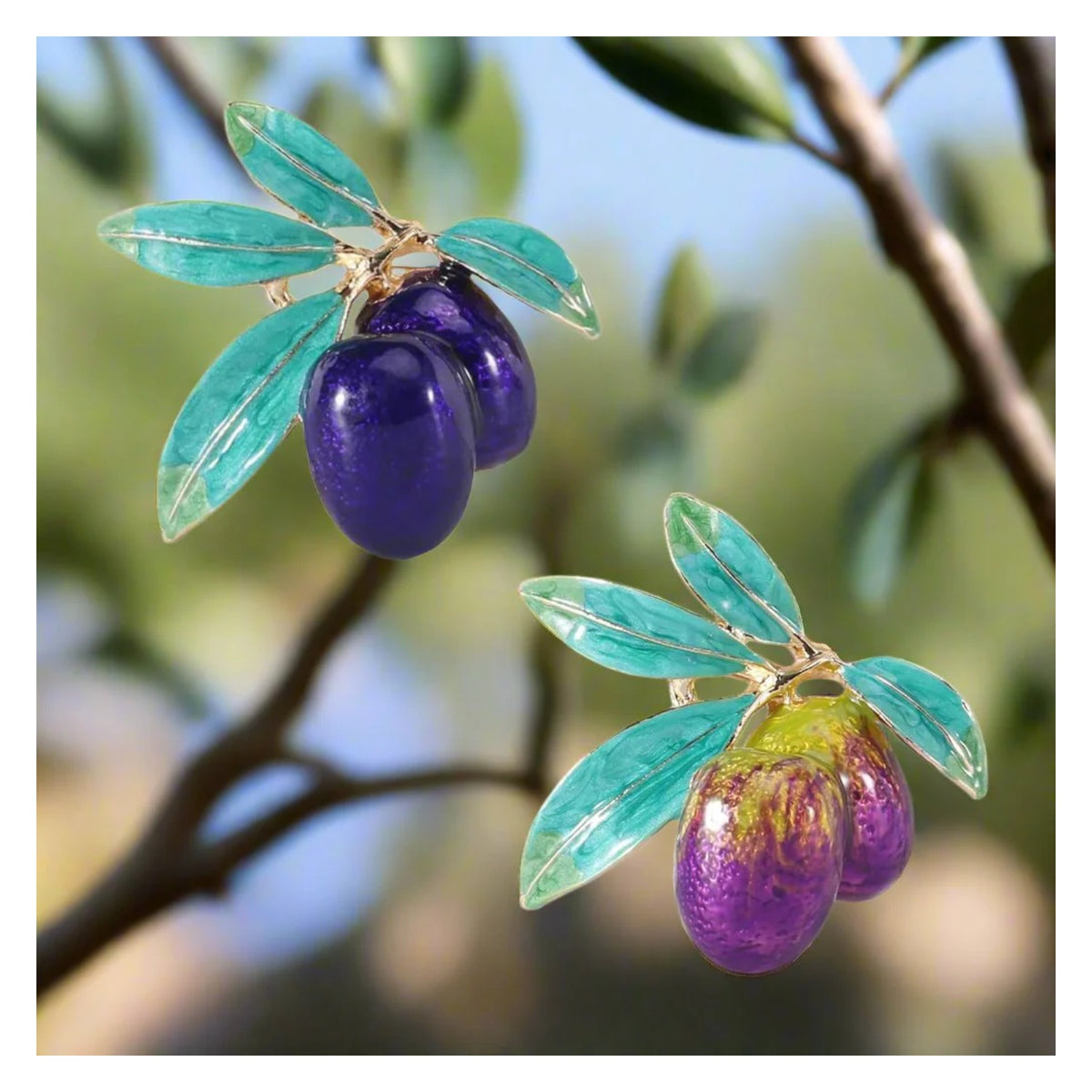 Olive Tree Pin Enamel Olive Brooch Pin Backed Olive Branch 45mm | Asia Sell