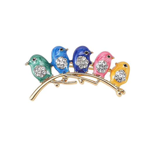 Enamel Bird Brooches with Gems Pin Backed Sparrow - Main image | Asia Sell