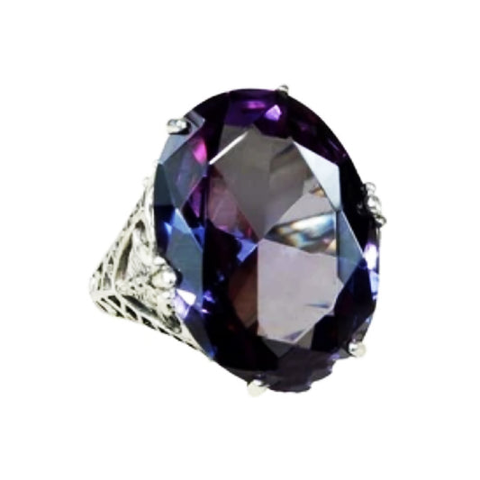 Fashion Purple Rhinestone Ring Silver Colour Stone Jewellery Size 10
