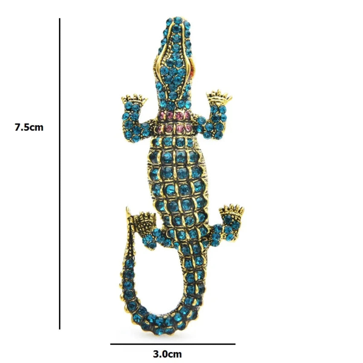 7.5cm Rhinestone Crocodile Pin-Backed Brooch Women Metal Classic Animal Fish Brooch Gifts