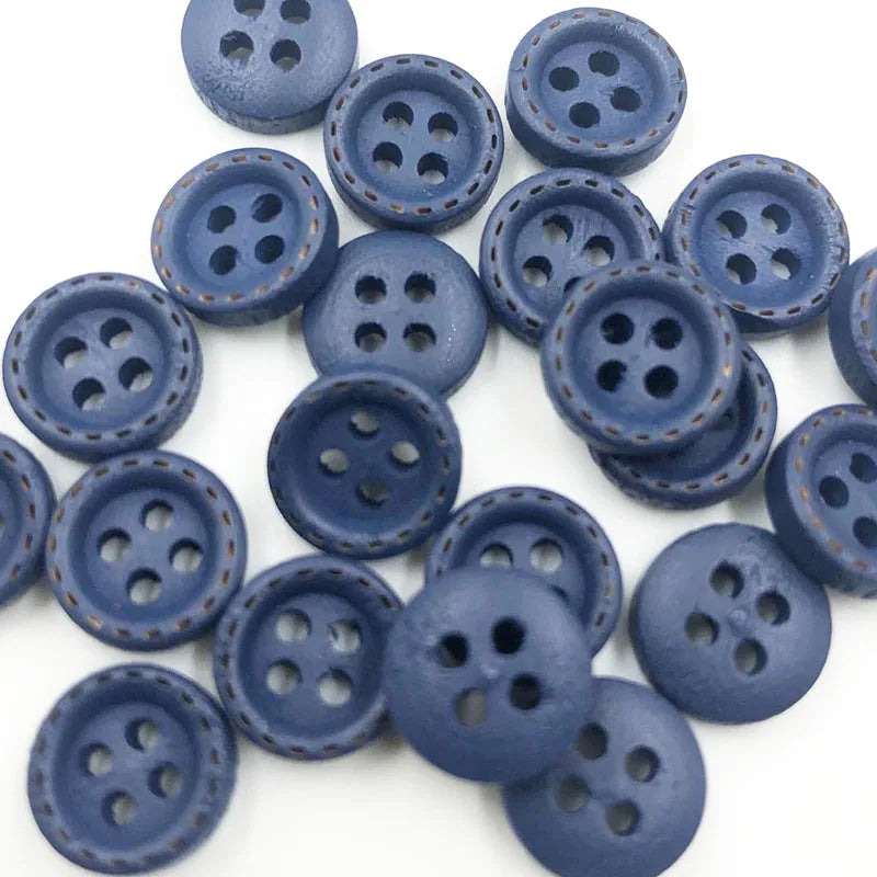 100pcs 9mm Round Dotted Line Wood Buttons Handwork Sewing Scrapbooking Clothing Crafts Gift Card DIY Handmade