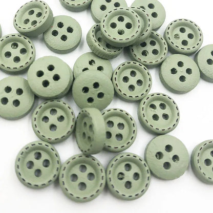 100pcs 9mm Round Dotted Line Wood Buttons Handwork Sewing Scrapbooking Clothing Crafts Gift Card DIY Handmade