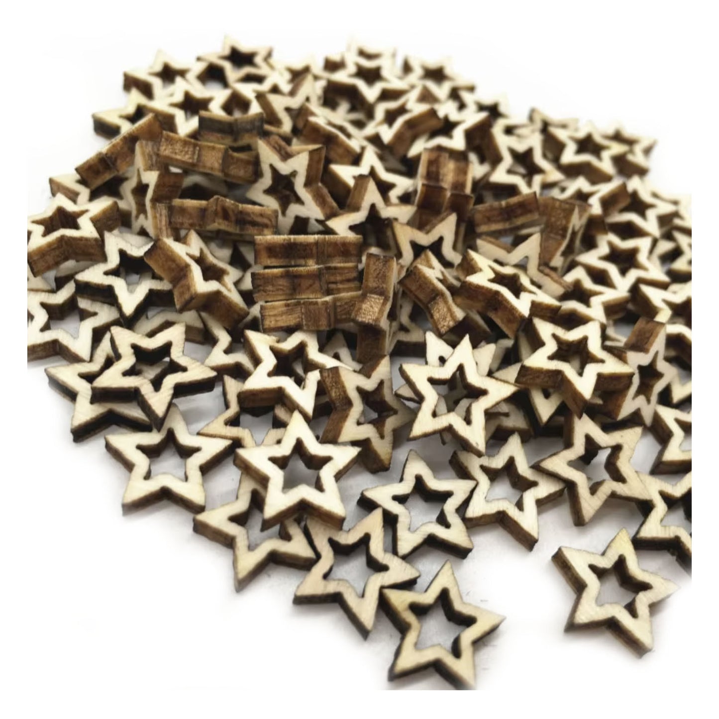 Hollow Wooden Craft tars Confetti Wood Crafts Decorations Natural 10mm Unpainted Scrapbooking