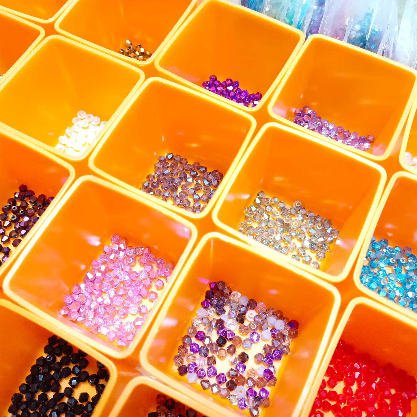 4200pcs 42 Packets 100pcs ea 4mm Bicone Beads Mixed Colours Set Jewellery Making