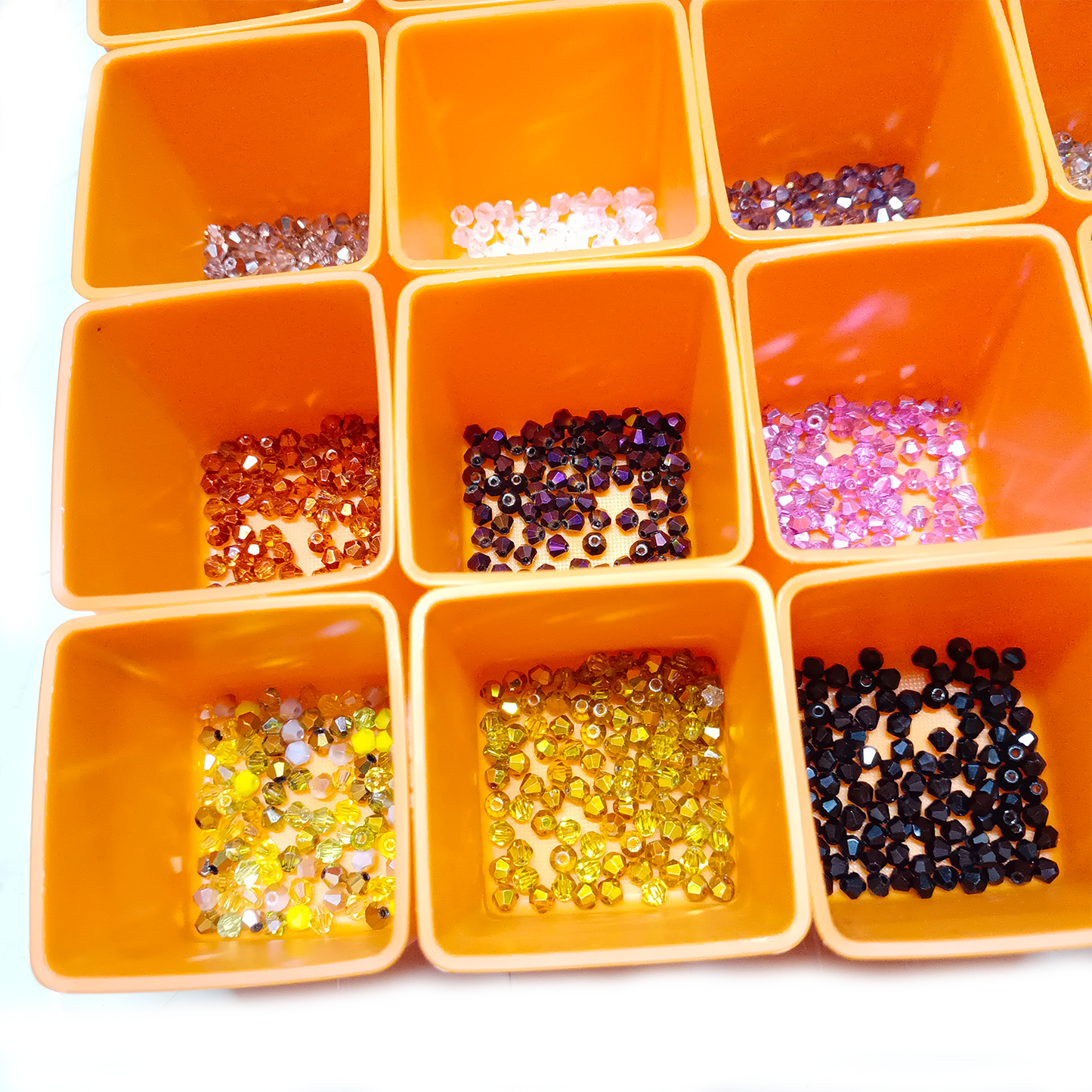 4200pcs 42 Packets 100pcs ea 4mm Bicone Beads Mixed Colours Set Jewellery Making