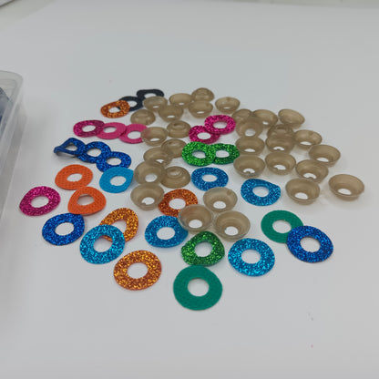 30pcs 18mm Glitter Coloured Safety Screw Eyes with Backings For Puppet Teddy Bear Doll Animal Plastic Eyes