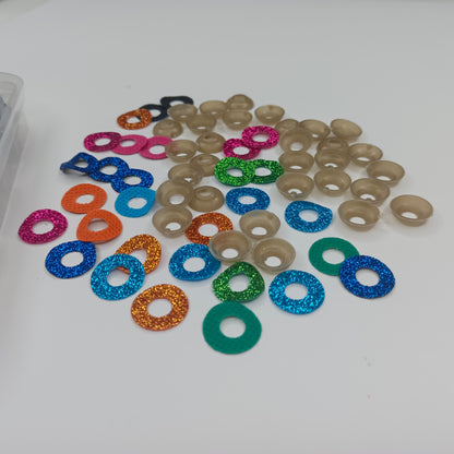 30pcs 18mm Glitter Coloured Safety Screw Eyes with Backings For Puppet Teddy Bear Doll Animal Plastic Eyes