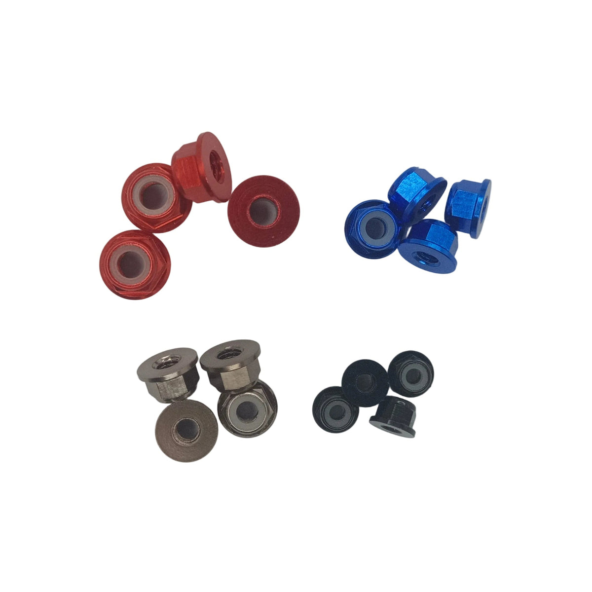 Assorted small metal bearings on a white background