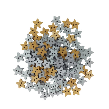 20-100pcs Silver Gold Star Wood Buttons 2 Holes Sewing Baby Clothing Wooden Button 13mm