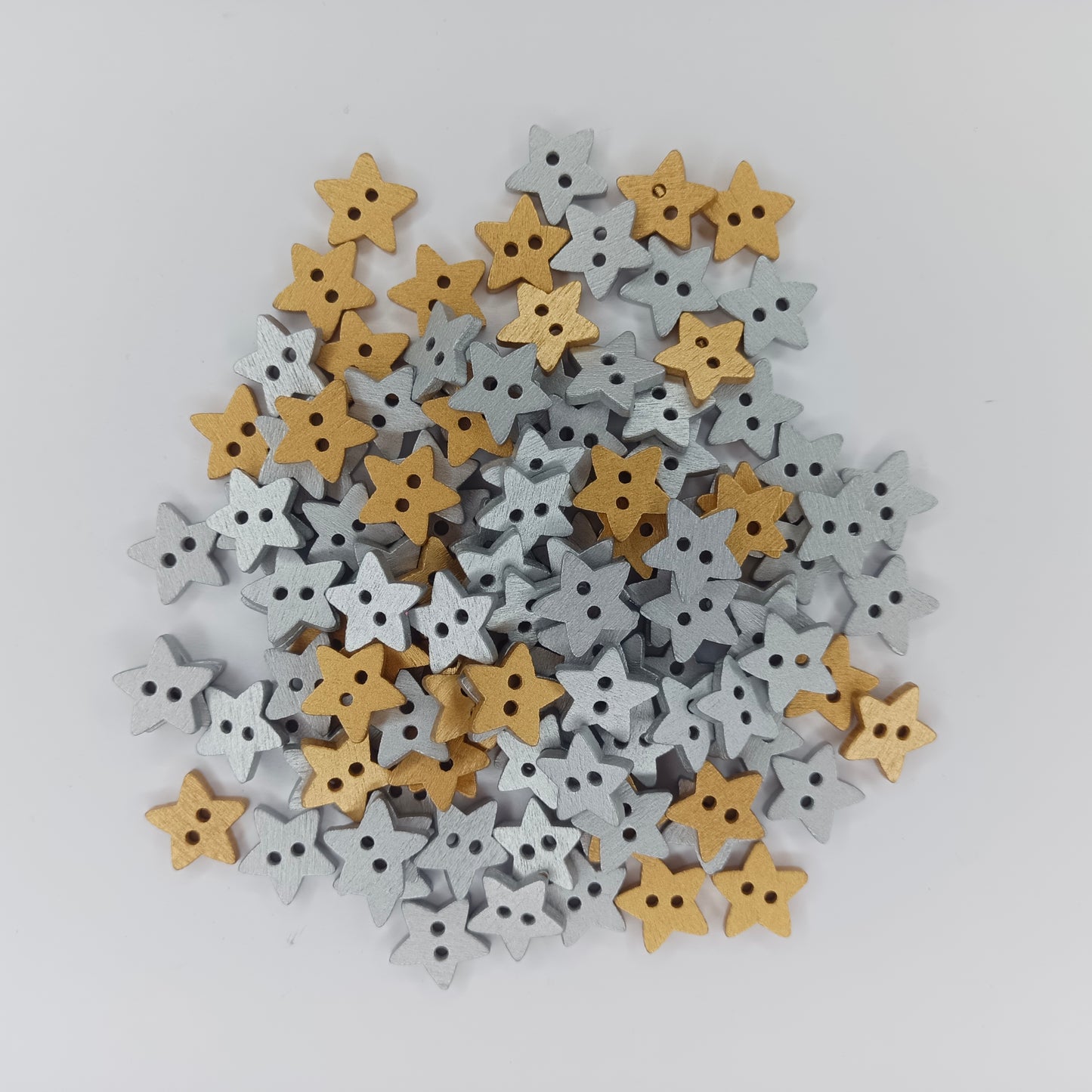 20-100pcs Silver Gold Star Wood Buttons 2 Holes Sewing Baby Clothing Wooden Button 13mm