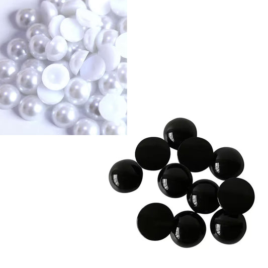 Imitation ABS Pearl Beads Flat Back 14-16mm Black White Cabochon Half Round Bead Scrapbook Decoration DIY Jewelry | Asia Sell