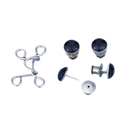 Jeans Pants Waist Buckle Hook Snap Button Clip Clasp Removable Detachable Clothing Sewing Tool - 32mm Silver Black Rhinestone - Asia Sell
