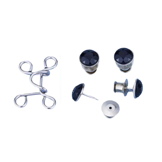 Jeans Pants Waist Buckle Hook Snap Button Clip Clasp Removable Detachable Clothing Sewing Tool - 32mm Silver Black Rhinestone - Asia Sell