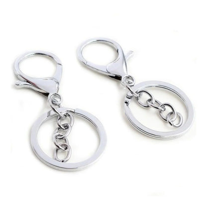 5pcs 30mm Lobster Key Ring 70mm Plated Lobster Clasp Key Hook Chain Jewellery Making Keychain Split Keyring