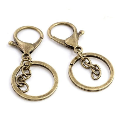 5pcs 30mm Lobster Key Ring 70mm Plated Lobster Clasp Key Hook Chain Jewellery Making Keychain Split Keyring