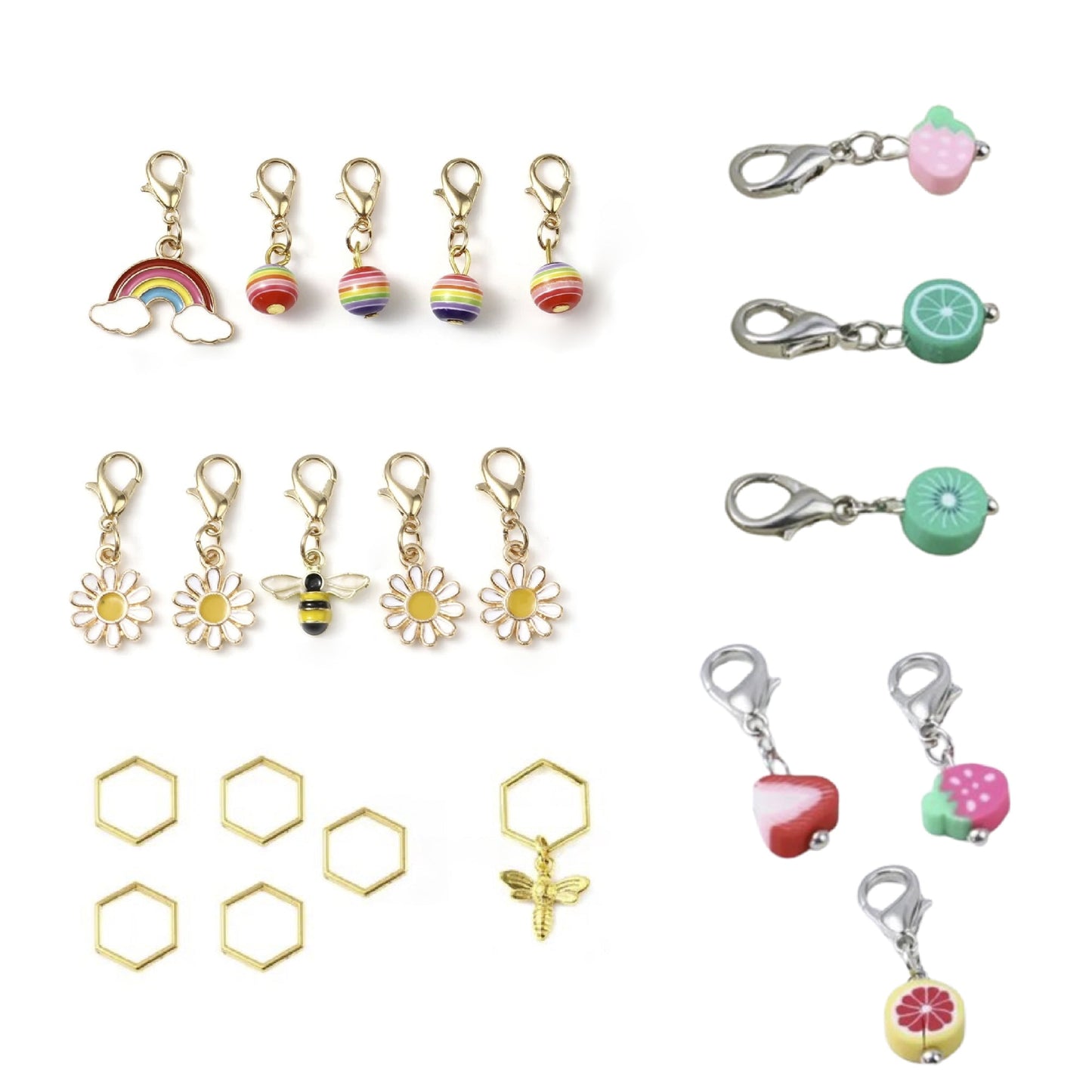 Keyrings Knitting Stitch Markers Multicolor Rainbow Enamel Lobster Clasp Crochet Latch Needle Clips Women DIY Sewing Tools Pendant Tag Charm