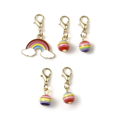 Keyrings Knitting Stitch Markers Rainbow Enamel Lobster Clasp Crochet Latch Clips DIY Sewing Tools Pendant Tag Charm
