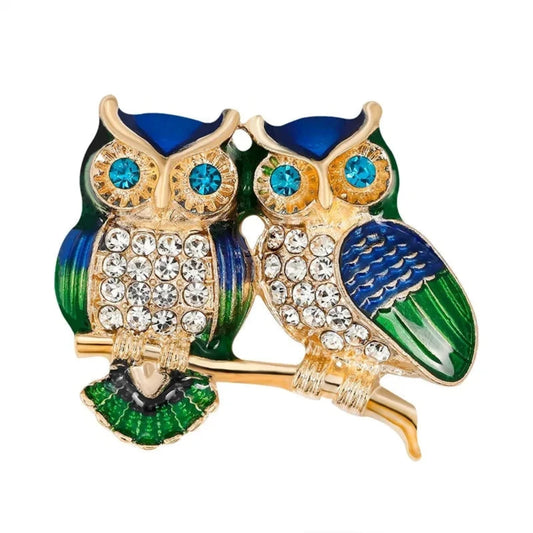 Lovely Owl Brooches Korean Trendy Rhinestone Brooch Badge Pin Bird Animal Party Casual Suit Decoration Badge Women Corsage Gifts - Front View | Asia Sell
