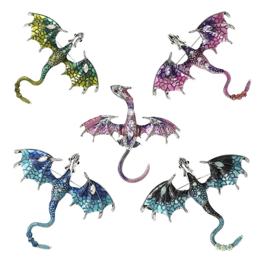 Metal Flying Dragon Brooches for Women Unisex Animal Pin Backed Enamel Large Party Casual Accessories Gifts - Main Image | Asia Sell