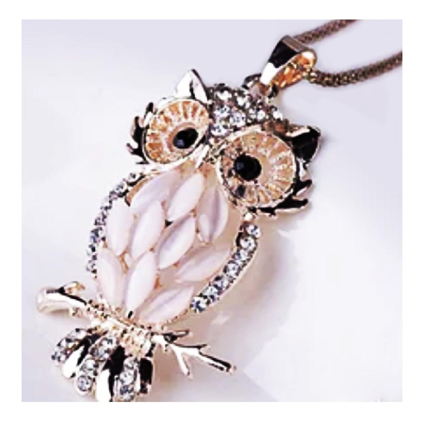 Owl Pendant Necklace Gem Rhinestone Rhinestone Alloy Pink Tones Colours Jewellery