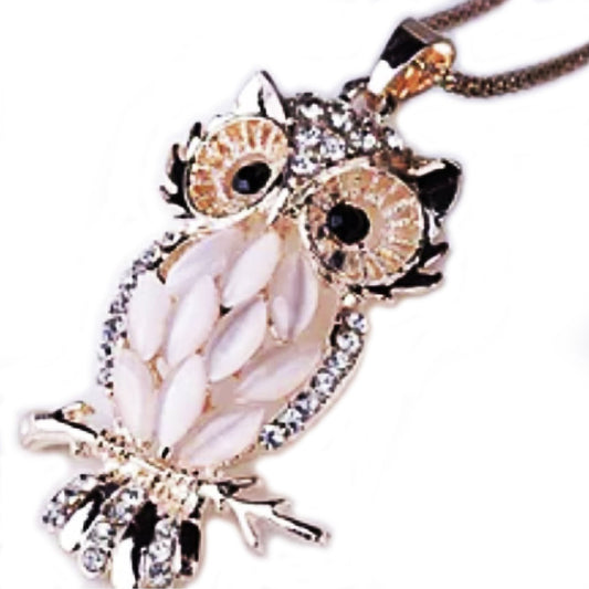 Owl Pendant Necklace Gem Rhinestone Rhinestone Alloy Pink Tones Colours Jewellery