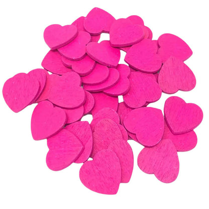 Painted Wooden Hearts Confetti| Fuschia 12-28mm | Asia Sell