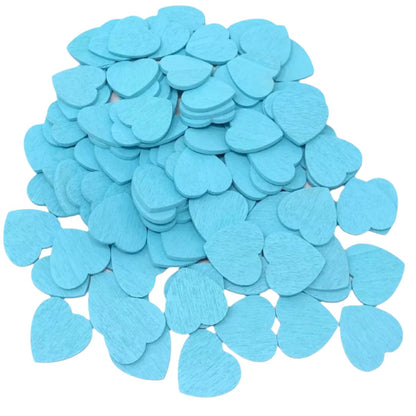 Painted Wooden Hearts | Light Blue Aqua 12-28mm | Asia Sell