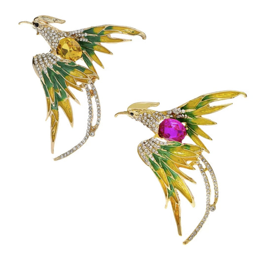 Phoenix Bird Brooch Pin Backed Fashion Rhinestone Jewellery Gems Pin Backed for Clothing