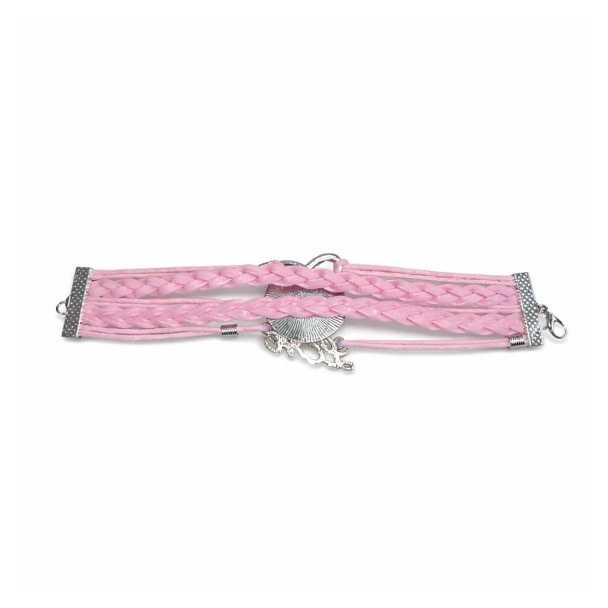Pink Cat Leather Cuff Bracelet Armband Girls Handmade Rope Wrap Bangles Arm Band | Underside | Asia Sell
