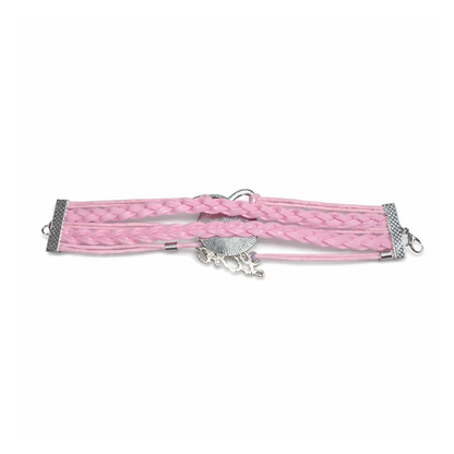 Pink Cat Leather Cuff Bracelet Armband Girls Handmade Rope Wrap Bangles Arm Band | Underside | Asia Sell