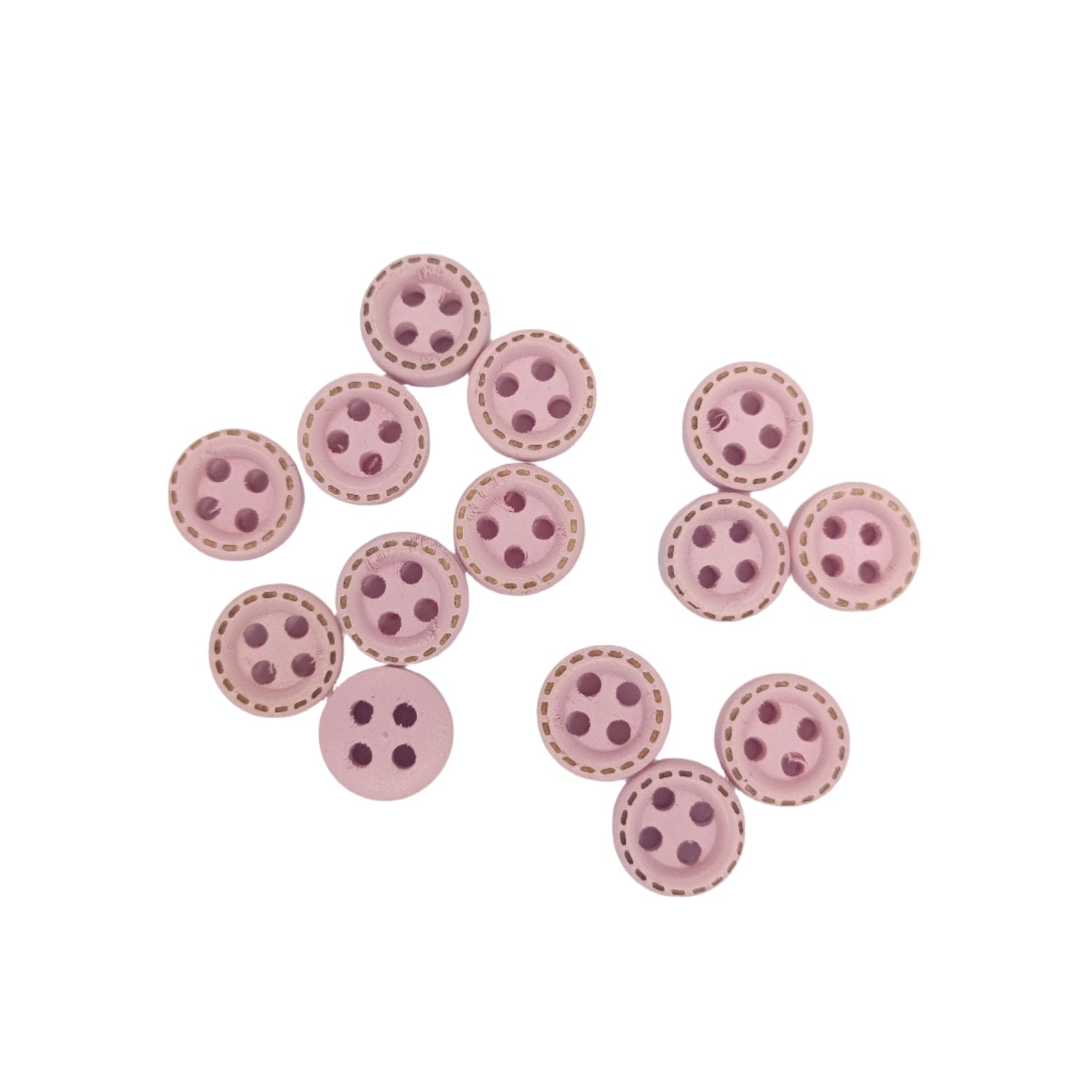 Pink buttons with brown dashes wooden 4-hole