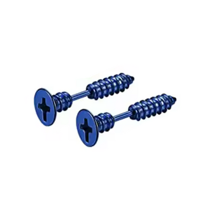 Punk Stainless Steel Stud SCREW Earrings BLUE GOLD SILVER BLACK COLOUR-CHANGING