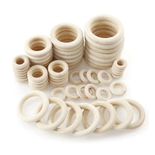 Natural Wood DIY 15mm-100mm Wooden Beads Pendant Connectors Circles Rings Beads Unfinished Craft Natural Wood Wall Hanging Ornament