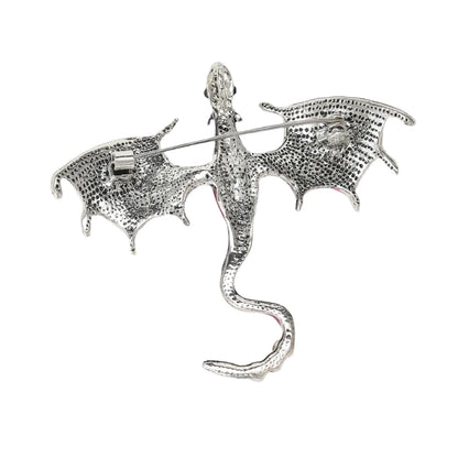 Metal Flying Dragon Brooches for Women Unisex Animal Pin Backed Enamel Large Party Casual Accessories Gifts