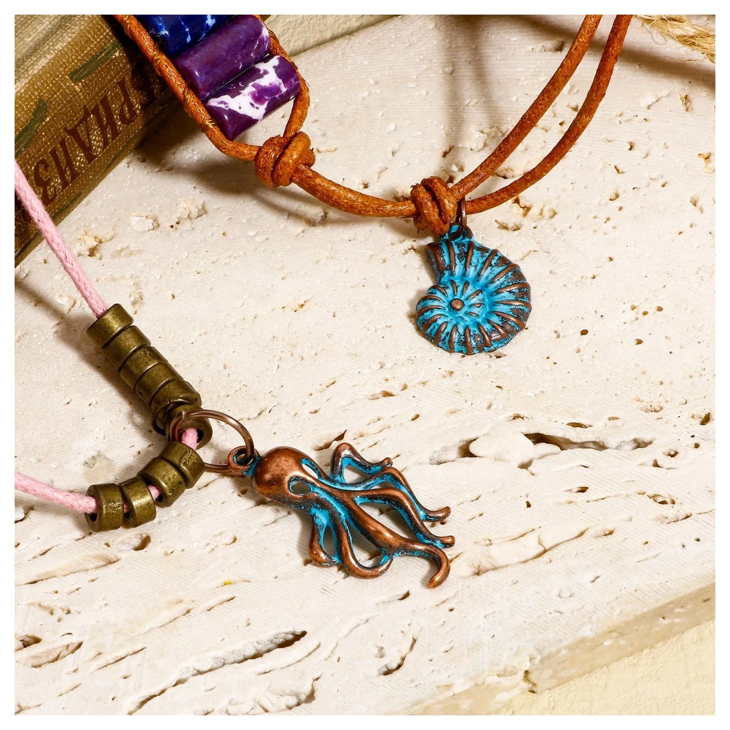 20pcs Vintage Ocean Jewelry Charms Antique Copper Blue Patina Pendants Fish Shell Pendants DIY Necklace Earrings Women Jewelry Findings
