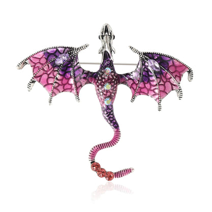 Metal Flying Dragon Brooches for Women Unisex Animal Pin Backed Enamel Large Party Casual Accessories Gifts