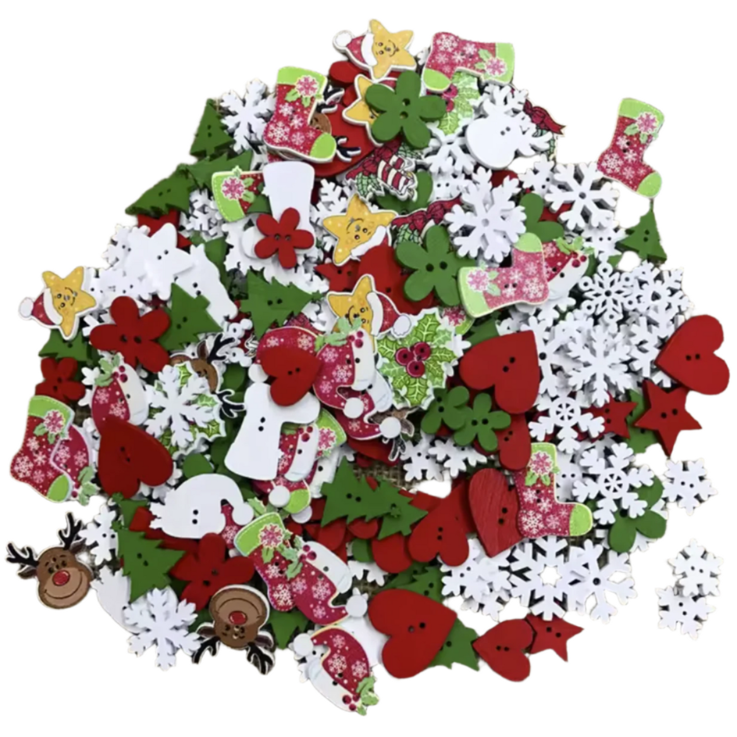 50pcs Wooden Buttons Wood Christmas Decorative Shapes Handmade Scrapbooking for Craft Sewing Accessories 2-Hole DIY | Asia Sell