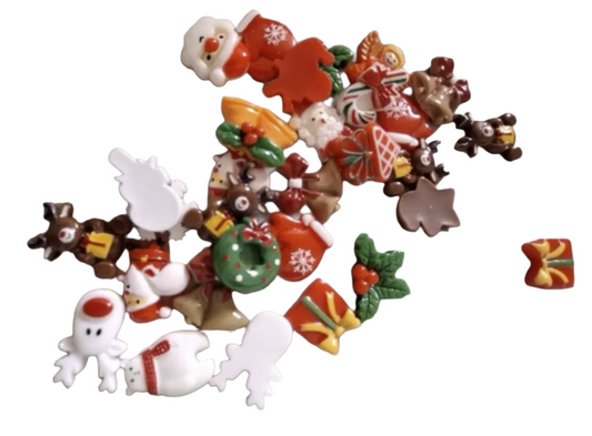 30pcs Mix Designs Resin Flatback Cabochon Christmas Miniature Art Supply Christmas Decorations