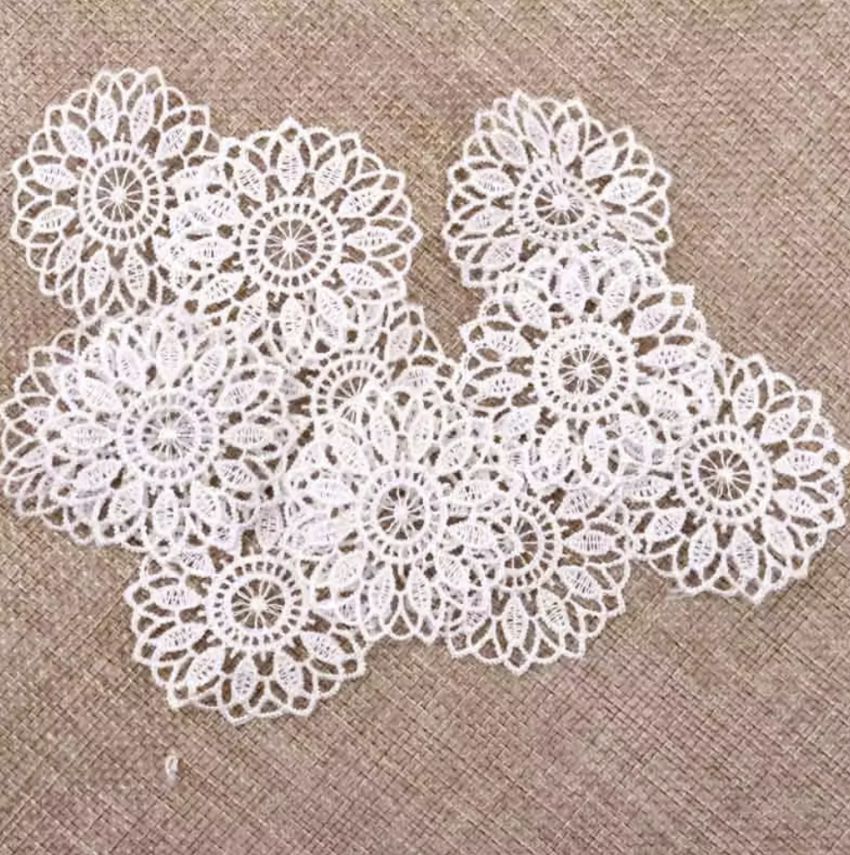 10/30pcs White Net Lace Trim Embroidered Lace Ribbon 30-75mm For Sewing Wedding Decoration DIY Tiny Doily